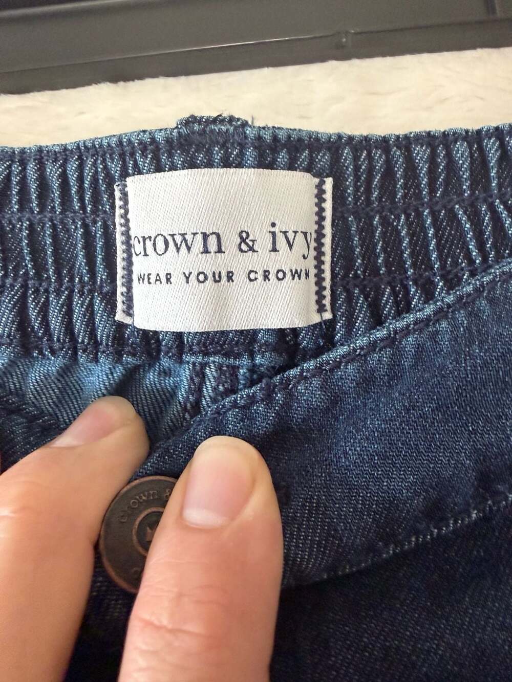Crown & Ivy Wide Leg Denim Pants 18W Dark Wash Stretch - Picture 2 of 8